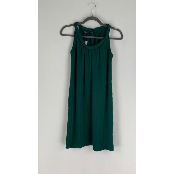 Talbots Emerald Green Rope Neck Mini Cocktail Dress Womens 4 Petite Sleeveless - Picture 1 of 9